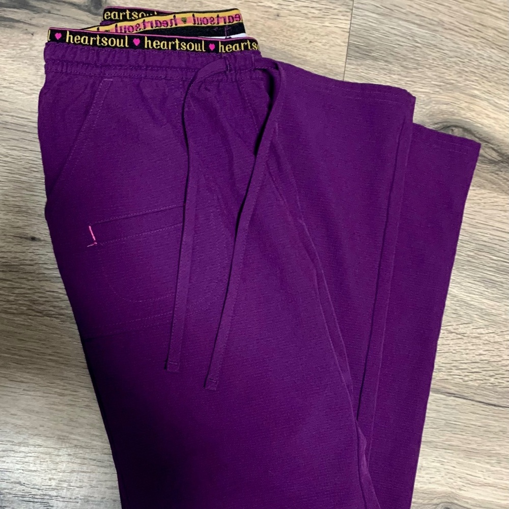 HeartSoul Purple Drawstring Scrubs XS